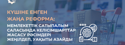 Күшіне енген жаңа реформа: Мемлекеттік сатыпалым саласында келісімшарттар жасасу рәсімдері жеңілдеп, уақыты азайды